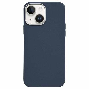 For iPhone 14 Litchi Pattern Silver Edge Camera Frame Material Phone Case(Blue)