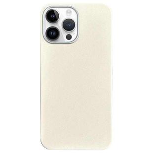 For iPhone 14 Pro Litchi Pattern Silver Edge Camera Frame Material Phone Case(White)