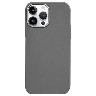 For iPhone 14 Pro Litchi Pattern Silver Edge Camera Frame Material Phone Case(Grey)