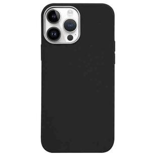 For iPhone 14 Pro Litchi Pattern Silver Edge Camera Frame Material Phone Case(Black)