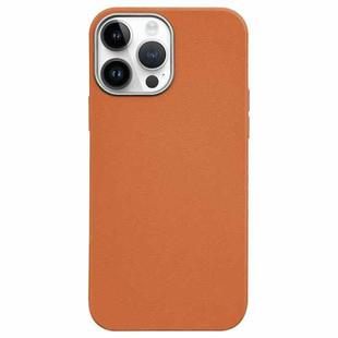 For iPhone 14 Pro Litchi Pattern Silver Edge Camera Frame Material Phone Case(Brown)