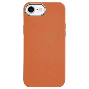 For iPhone SE 2022 / SE 2020 Litchi Pattern Silver Edge Camera Frame Material Phone Case(Brown)