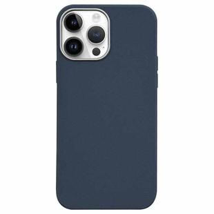 For iPhone 13 Pro Max Litchi Pattern Silver Edge Camera Frame Material Phone Case(Blue)