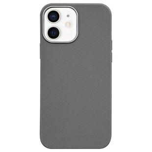 For iPhone 12 Litchi Pattern Silver Edge Camera Frame Material Phone Case(Grey)