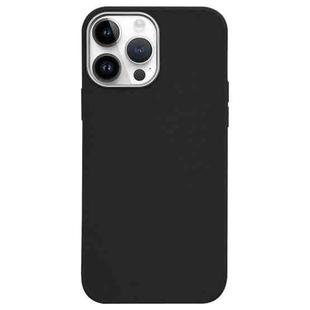 For iPhone 12 Pro Max Litchi Pattern Silver Edge Camera Frame Material Phone Case(Black)