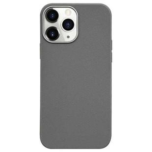 For iPhone 11 Pro Max Litchi Pattern Silver Edge Camera Frame Material Phone Case(Grey)
