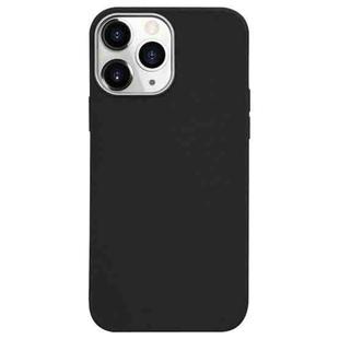 For iPhone 11 Pro Max Litchi Pattern Silver Edge Camera Frame Material Phone Case(Black)