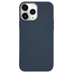 For iPhone 11 Pro Max Litchi Pattern Silver Edge Camera Frame Material Phone Case(Blue)