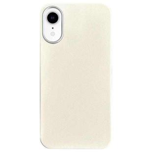 For iPhone XR Litchi Pattern Silver Edge Camera Frame Material Phone Case(White)