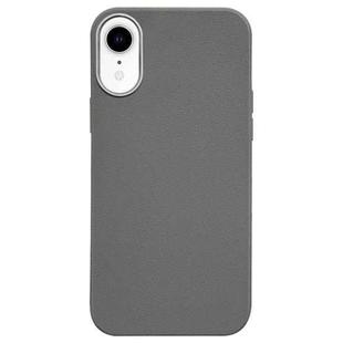 For iPhone XR Litchi Pattern Silver Edge Camera Frame Material Phone Case(Grey)