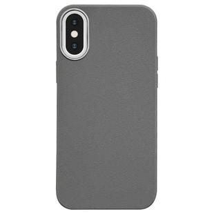 For iPhone XS Max Litchi Pattern Silver Edge Camera Frame Material Phone Case(Grey)