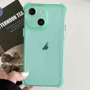 For iPhone 15 Plus Transparent Four-corner Shockproof TPU Phone Case(Green)