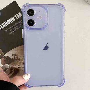 For iPhone 12 Transparent Four-corner Shockproof TPU Phone Case(Purple)