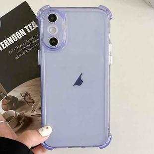 For iPhone XS / X Transparent Four-corner Shockproof TPU Phone Case(Purple)