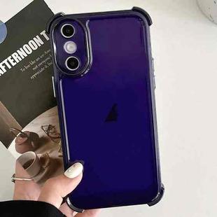 For iPhone XS / X Transparent Four-corner Shockproof TPU Phone Case(Dark Blue)