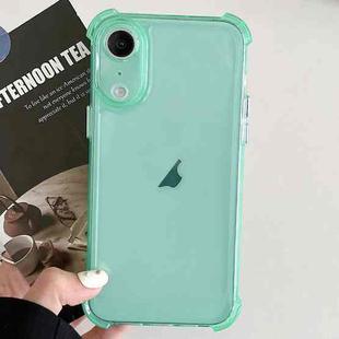 For iPhone XR Transparent Four-corner Shockproof TPU Phone Case(Green)