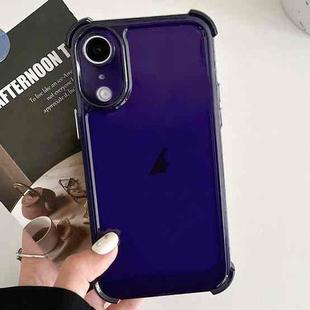 For iPhone XR Transparent Four-corner Shockproof TPU Phone Case(Dark Blue)