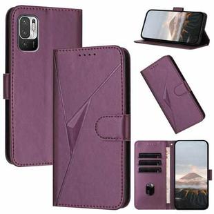 For Redmi 10 Triangle Pattern Buckle Clasp Leather Phone Case(Dark Purple)