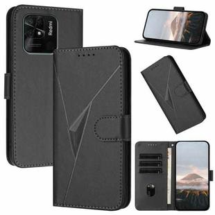 For Redmi 10C Triangle Pattern Buckle Clasp Leather Phone Case(Black)