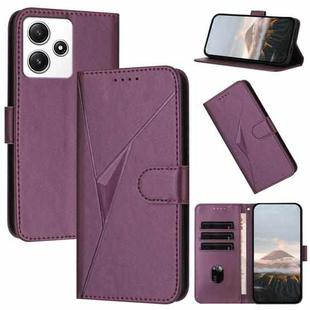 For Redmi 12 5G Triangle Pattern Buckle Clasp Leather Phone Case(Dark Purple)