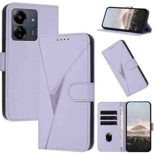 For Redmi 13C 4G Triangle Pattern Buckle Clasp Leather Phone Case(Light Purple)