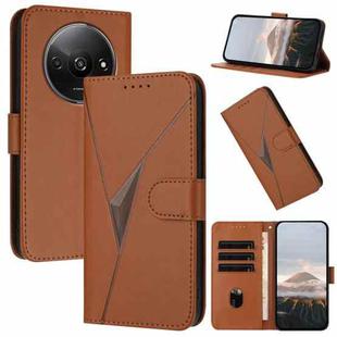 For Redmi A3 Triangle Pattern Buckle Clasp Leather Phone Case(Brown)