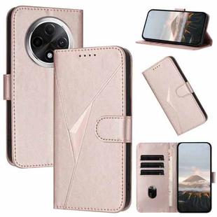 For Redmi A3 Pro Triangle Pattern Buckle Clasp Leather Phone Case(Rose Gold)