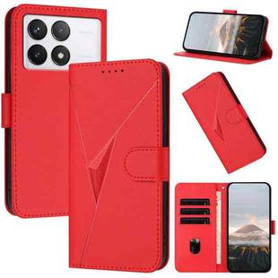 For Redmi K70 Triangle Pattern Buckle Clasp Leather Phone Case(Red)