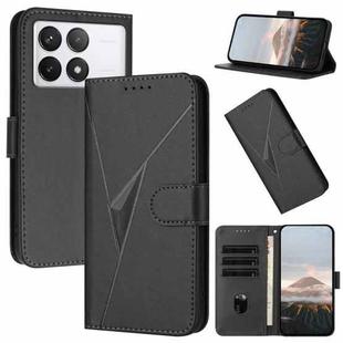 For Redmi K70E Triangle Pattern Buckle Clasp Leather Phone Case(Black)