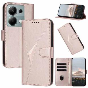 For Redmi Note 13 Pro 4G Triangle Pattern Buckle Clasp Leather Phone Case(Rose Gold)