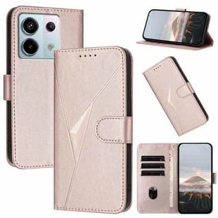 For Redmi Note 13 Pro 5G Triangle Pattern Buckle Clasp Leather Phone Case(Rose Gold)