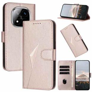 For Redmi Note 14 Pro+ 5G Triangle Pattern Buckle Clasp Leather Phone Case(Rose Gold)