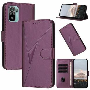 For Redmi Note 10 4G Global Triangle Pattern Buckle Clasp Leather Phone Case(Dark Purple)