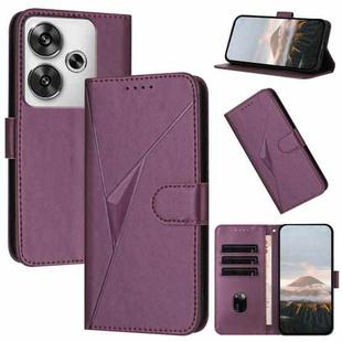 For Redmi Turbo 3 Triangle Pattern Buckle Clasp Leather Phone Case(Dark Purple)