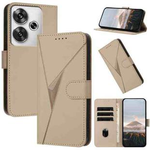 For Redmi Turbo 3 Triangle Pattern Buckle Clasp Leather Phone Case(Gold)