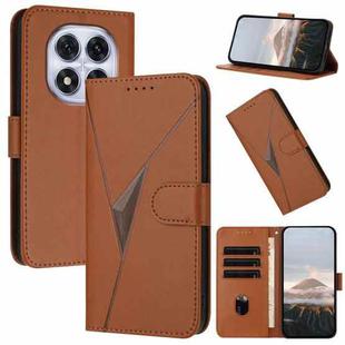 For Redmi Note 14 Pro 4G Triangle Pattern Buckle Clasp Leather Phone Case(Brown)