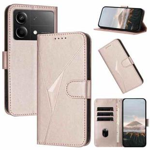 For Redmi Note 13R Pro / Xiaomi Poco X6 Neo Triangle Pattern Buckle Clasp Leather Phone Case(Rose Gold)