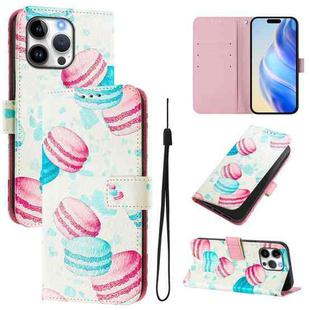 For iPhone 16 Pro Max Art Colored Drawing Pattern Leather Phone Case(Cake)