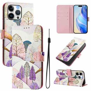 For iPhone 16 Pro Art Colored Drawing Pattern Leather Phone Case(Landscape)