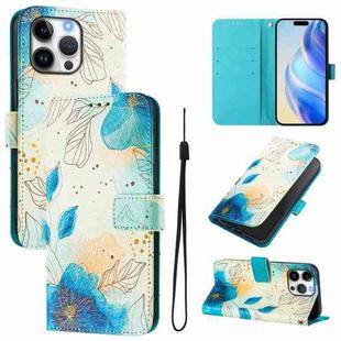 For iPhone 16 Pro Art Colored Drawing Pattern Leather Phone Case(Flowering flowers)