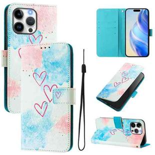 For iPhone 16 Pro Art Colored Drawing Pattern Leather Phone Case(LOVE ME)