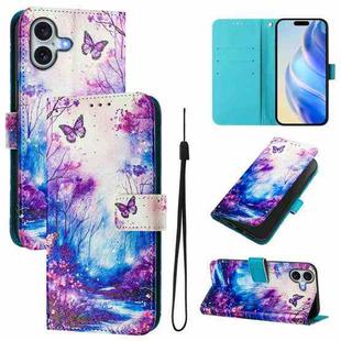 For iPhone 16 Plus Art Colored Drawing Pattern Leather Phone Case(Dreamland)