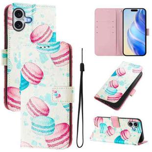 For iPhone 16 Plus Art Colored Drawing Pattern Leather Phone Case(Cake)