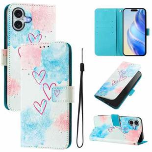 For iPhone 16 Art Colored Drawing Pattern Leather Phone Case(LOVE ME)