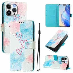 For iPhone 15 Pro Max Art Colored Drawing Pattern Leather Phone Case(LOVE ME)