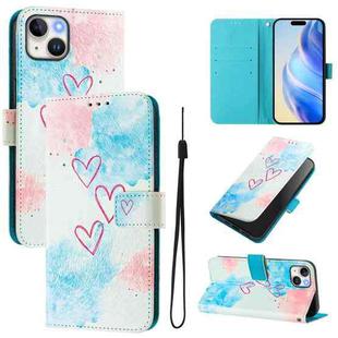 For iPhone 15 Plus Art Colored Drawing Pattern Leather Phone Case(LOVE ME)