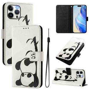 For iPhone 13 Pro Art Colored Drawing Pattern Leather Phone Case(Panda)