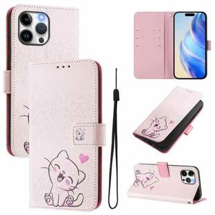 For iPhone 13 Pro Art Colored Drawing Pattern Leather Phone Case(Cute cat)