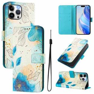 For iPhone 13 Pro Art Colored Drawing Pattern Leather Phone Case(Flowering flowers)