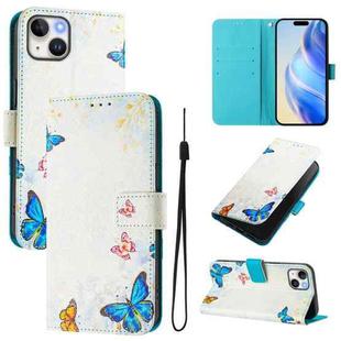 For iPhone 14 / 13 Art Colored Drawing Pattern Leather Phone Case(Butterfly house)